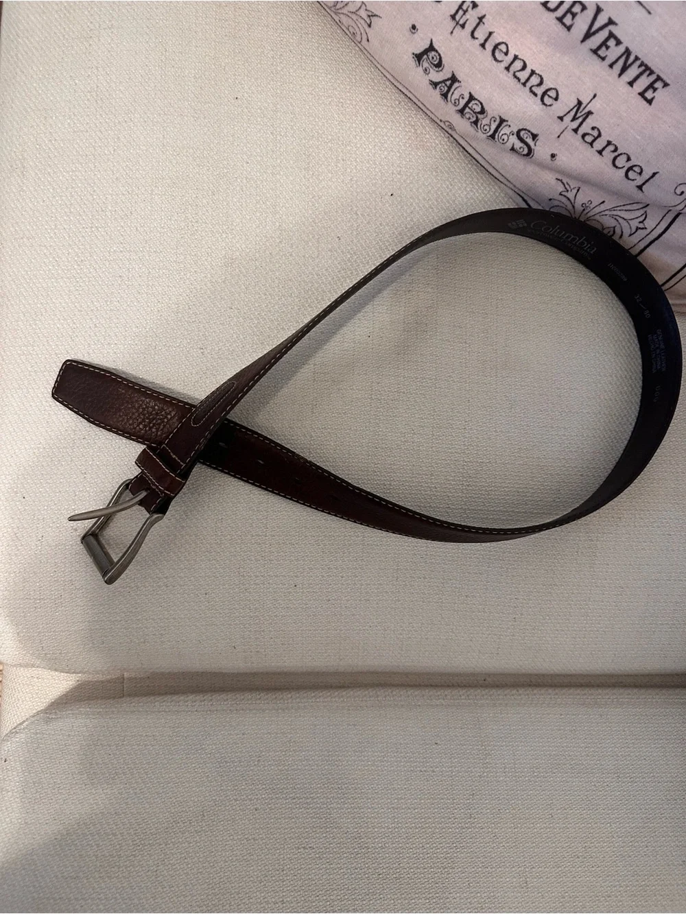 Columbia Brown Leather Belt with Silver Buckle